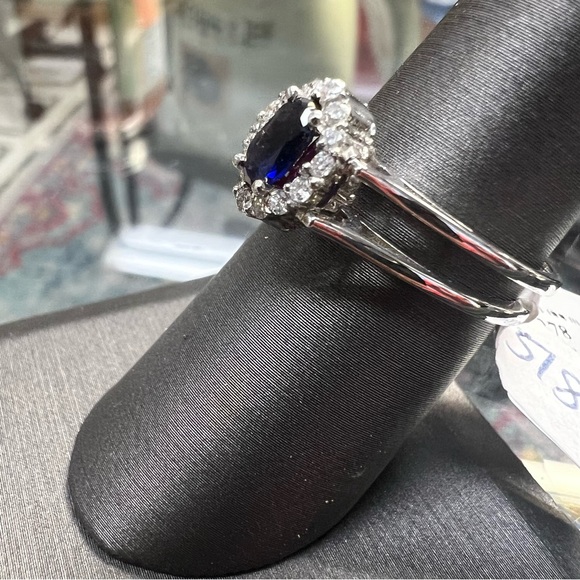 14k White Gold Diamond Sapphire Ruby Ring - Picture 12 of 12